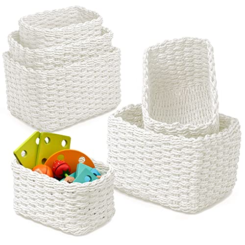 Conjunto de 6 Caixas de Arrumação EZOWARE EZOWare - Armazenamento industrial - 6 caixas, madeira, plástico branco, tecido de poliéster