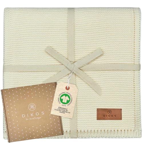 Manta Organica Creme 100% Orgânica Gots Point 100 X 100 Cm DIKOS - Roupa de cama e cama - orgânica, creme, 100% algodão, bordas decoradas