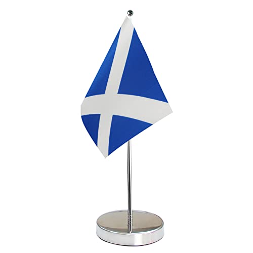 Bandeira de mesa de escócia 9 x 6 - Bandeira de escritório escocês contém haste de bandeira e pedestal QSUM - Sinalização - bandeira, mesa, escócia, haste, pedestal