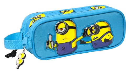 Porta-Todo Minions 2: The Rise of Gru (Idade Mínima Recomendada: 3 anos) safta - Estojos para canetas e lápis - 2 compartimentos, bolso, cartão, tecido suave