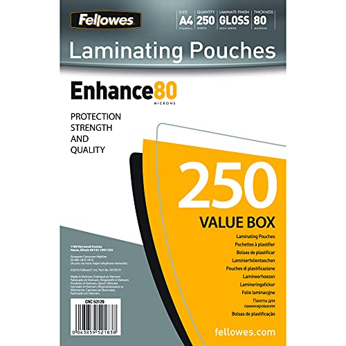 Bolsa para plastificar FELLOWES Economa 80 microns Fellowes - Filme de laminação, pochetes e folhas - 80 microns, 250 unidades, a4, microperforado