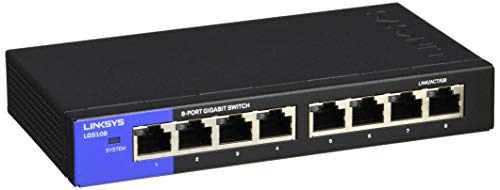 Switch LINKSYS LGS108 10/100/1000 8-portas Linksys - Concentradores e comutadores - 10/100/1000, 8 portas