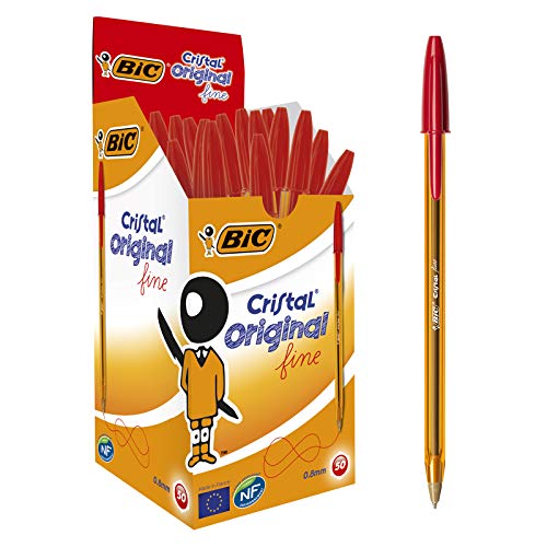Esferográfica Rollerball BIC Cristal Original Fine Vermelho BIC - Canetas - ponta fina, corpo translúcido, tinta base de água