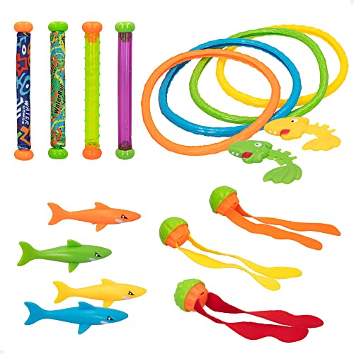 Conjunto de brinquedos de banho COLORBABY 49536 COLORBABY - Brinquedos - 17 peças, tubarões, peixes esqueleto, torpedos