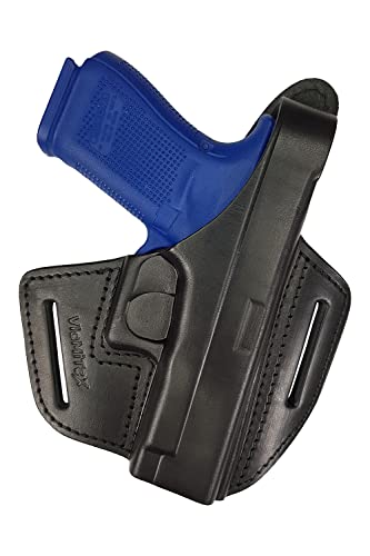 Capa de Pistola Vlamitec Glock 17, 19, 22, 23, 25, 31, 32, 34, 35, 37 VlaMiTex - Coldres de arma - couro, Glock, preto, azul