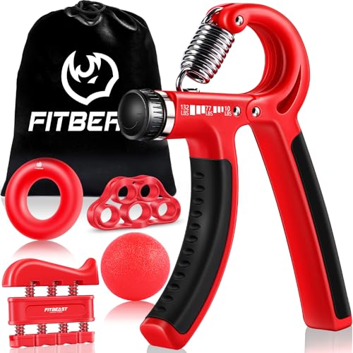 Conjunto de 5 Punhos de Antebraço FITBEAST FitBeast - Exercitadores de mão - fortalecedor, exercitador dos dedos, banda de resistência, anel fortalecedor, bola de agarre