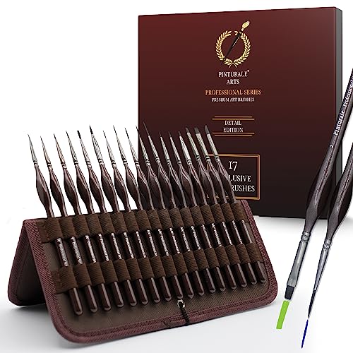 Conjunto de Pincéis de Detalhe para Pintar com Água Pinturale Arts - Ferramentas de medição e marcação de artesanato - conjunto, pincéis, detalhe, pintar com água, 15 pincéis, bolsa