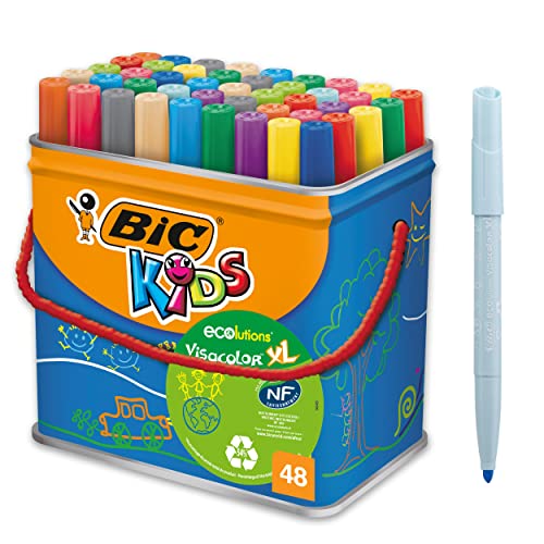 Lápis de Cor para Crianças Bic Kids Visacolor Xl Eco 48 Cores BIC - Canetas - à base de água, lavável, 48 cores, redondo