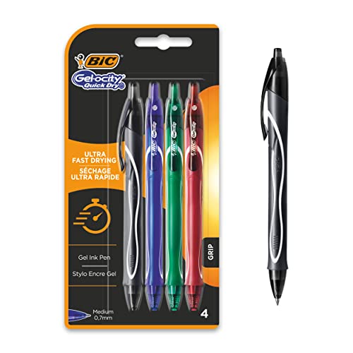 Esferográfica BIC Gelocity 0.7mm Preto (4 Un) BIC - Canetas - 0.7mm, preto, secagem rápida