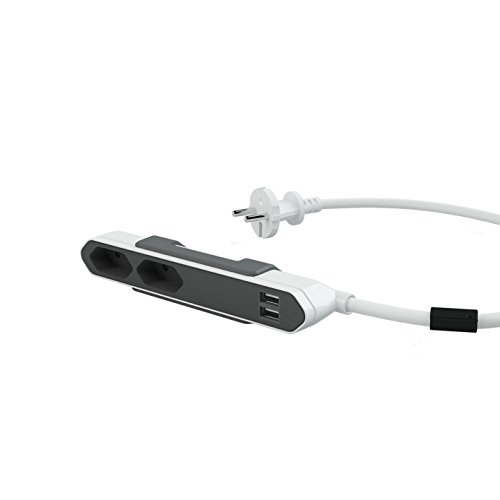 Extensão Elétrica ALLOCACOC PowerBank USB Cinzento Allocacoc - Filtros de linha e supressores de surtos - extensão elétrica, 4 tomadas, porta-chaves, bateria recarregável