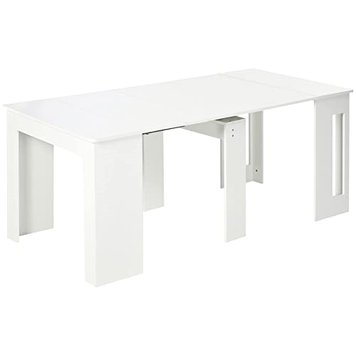 Mesa de Refeição HOMCOM | 180 x 85 x 75 cm - Branco HOMCOM - Mesas de cozinha e sala de jantar - expansível, 180 x 85 x 75 cm, branco, 6 pessoas
