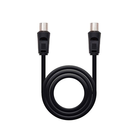 Cabo de Antena NANOCABLE (Coaxial - 1.8 m - Preto) NANOCABLE - Cabos de áudio e vídeo - 1.8m, coaxial, preto, masculino/feminino
