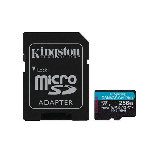 Cartão de Memória SD KINGSTON Canvas Go Plus (256 GB - Class 10, UHS-I) Kingston - Cartões de memória flash - 256 GB, microsd, Classe 10, 170 mb/s, uhs-i
