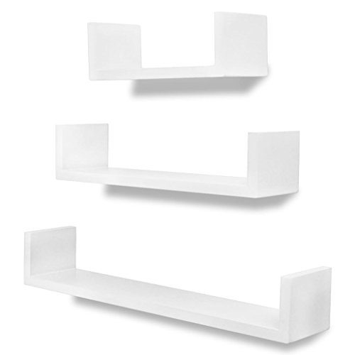 Conjunto de 3 Prateleiras de Parede VIDA XL em forma de U - MDF - 60 x 10 cm - Branco vidaXL - Prateleiras industriais - prateleira, parede, vida xl, MDF, branco