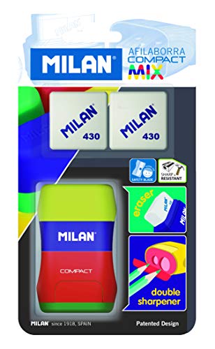 Lápis Duplos MILAN Compact (Multicor - 5 Un) Milan - Afia-lápis - multicor, 5 unidades, ponta de metal, borracha