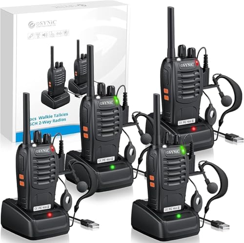 Walkie-Talkies ESYNIC (16 canais - 2.5 km - Até 12h de autonomia) eSynic - Rádios bidirecionais - 16 canais, 2.5 km, 12h autonomia