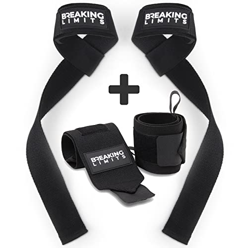 BREAKING LIMITS Straps Powerlifting & Muñequeras Gym para Entrenamiento de Fuerza BREAKING LIMITS - Levantamento de peso - powerlifting, muñequeras, entrenamento de força