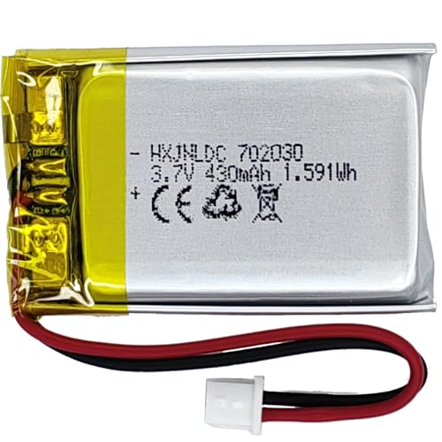 Bateria DC 3.7V 430mAh 702030 Recarregável HXJN - Baterias para telefone sem fio - 3.7V, 430mAh, recarregável, litio