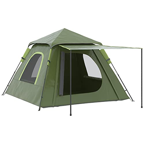 Tenda de Campismo Outsunny | 210 x 210 x 150 cm | Cinzento SPANISH AOSOM - Barracas - 210 x 210 x 150 cm, cinzento, poliéster UV, fibra de vidro