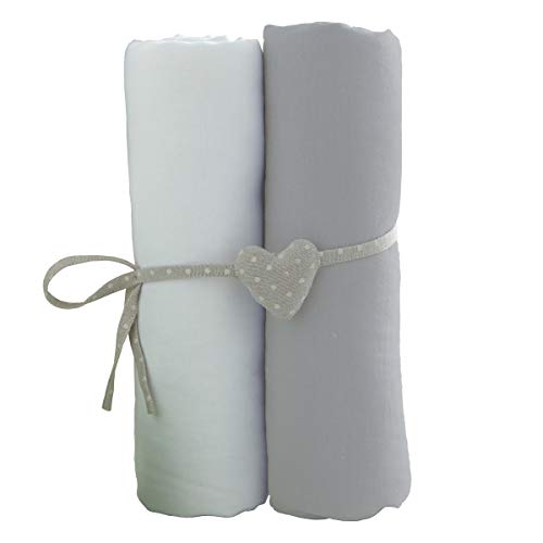 Lençol BAILEYS 2 Drap Housse Branco e Cinzento (70x140cm) Babycalin - Lençóis - 2 lençóis, 70x140cm, algodão, cinzento