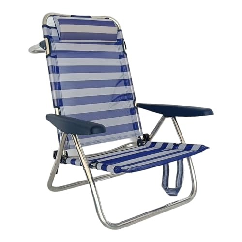 Espreguiçadeira de Praia PINCHO Azul e Branco Pincho - Móveis de exterior - espreguiçadeira, praia, azul, branco