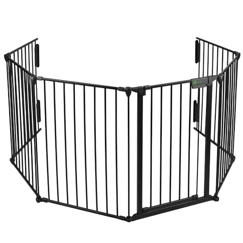 Barreira para Cães VOUNOT (Preto - Aço - 36x0.5x1.8m) VOUNOT - Portões para bebês e animais de estimação - 36x0.5x1.8m, aço, preto, porta ajustável