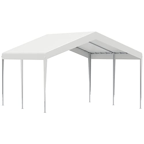 Pérgola de Jardim Outsunny | 400 x 400 x 280 cm - Branco Outsunny - Móveis de exterior - 400 x 400 x 280 cm, branco, fácil de montar