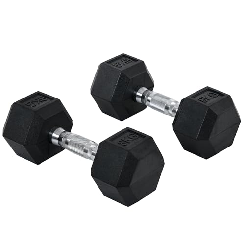 Conjunto de Barras e Halteres HOMCOM (8 kg) SPANISH AOSOM - Pesos livres - 8 kg, metal, borracha, alta durabilidade