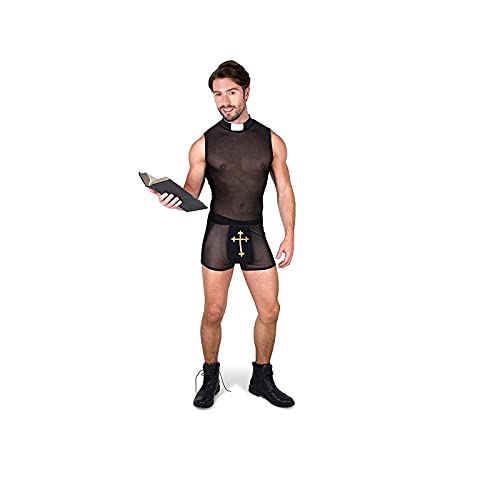 Fato de Homem DISFRAZZES Curandeiro Pecador (Tam: M) REDSUN - KARNIVAL COSTUMES - Fantasias - curandeiro, transparente, cruz dourada, preto