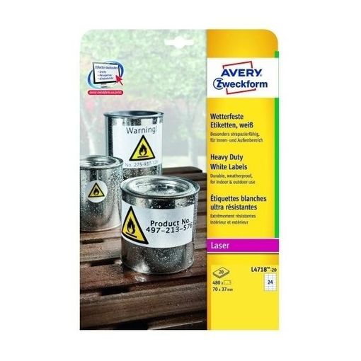 Etiquetas AVERY L6127-20 (Amarelo - 80 Folhas) Avery - Papel de impressora e copiadora - amarelo, 80 folhas, poliéster fluorescente