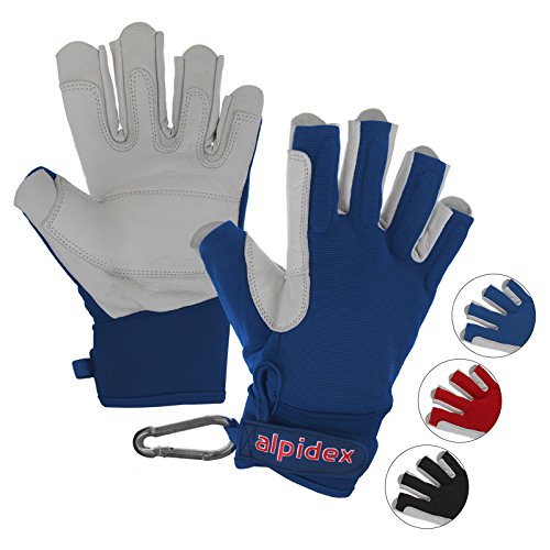 Luvas para Homem ALPIDEX Unisexo Couro (Tam: M) ALPIDEX - Luvas e mitenes - couro, velcro, m, preto/vermelho