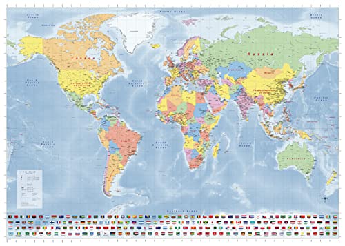 Mapa do Mundo Grande GEOMETRO (140x100cm) GeoMetro - Pósteres, impressões e arte visual - mapa do mundo, geográfico, detalhado, 140x100cm