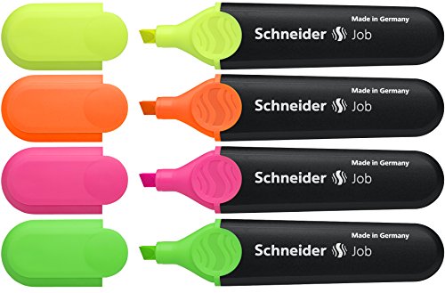 Pack de 4 Marcadores SCHNEIDER Job 150 (Multicor) Schneider - Marcadores de texto - tinta à base de água, multicor, amovível
