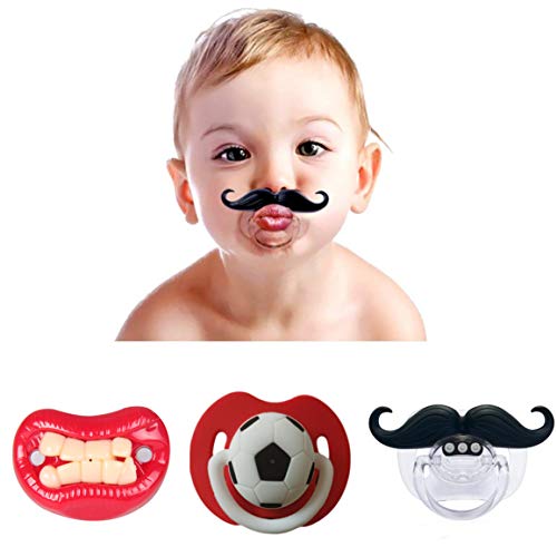 Chupeta com bigode para bebé 3 peças Rmeet - Chupetas e mordedores - 3 peças, bigode, palato, mandíbula