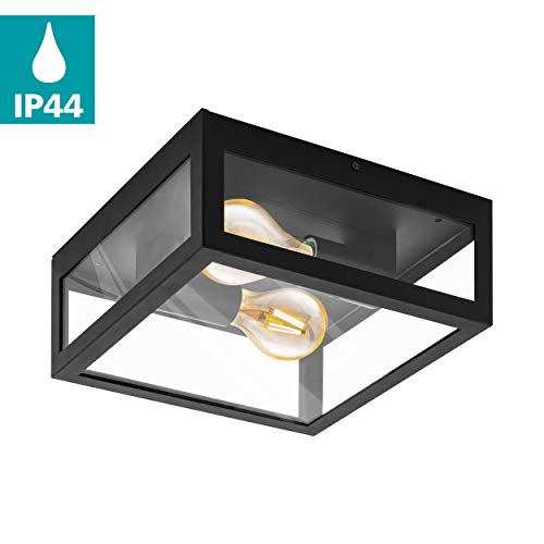 Iluminação de Teto EGLO ALAMONTE 1 | Preto EGLO - Luminárias Decorativas - preto, aço galvanizado, vidro colorido, e27, ip44