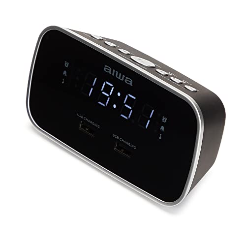 Rádio Despertador AIWA CRU-19BK (Preto - Digital - Alarme Duplo - Função Snooze - Pilhas) Aiwa - Áudio - digital, alarme duplo, snooze, pilhas, usb