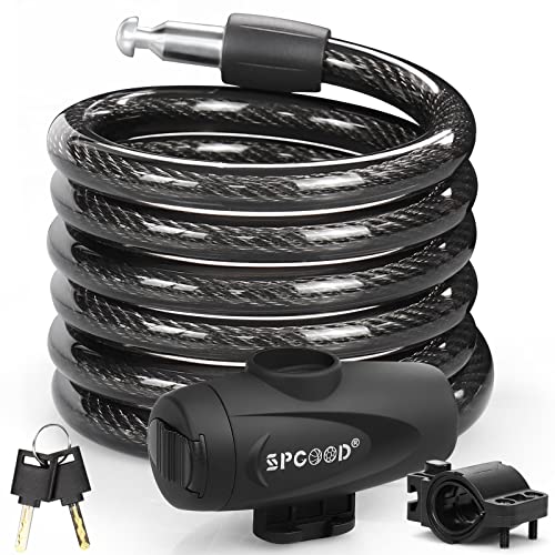 Cadeado de Bicicleta SPGOOD 120cm/12mm (Preto) SPGOOD - Fechaduras e chaves - 120cm, 12mm, anti-furto, 2 chaves