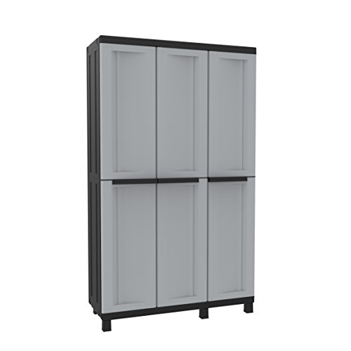 Armário de Jardim TERRY Twist Black (Cinzento - Aço - 102x39x170 cm) TERRY - Armários de armazenamento e armários de bloqueio - 3 portas, 2 compartimentos, prateleiras, 180 graus
