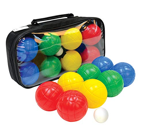 Conjunto de bolas de boccia e de transporte FUN Schildkröt Funsports - Jogos de gramado - bolas plástico, 2 cm diâmetro, metálica, medidor
