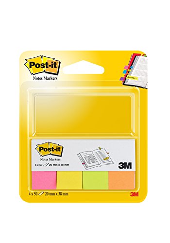 Notas Adesivas POST-IT Index (Amarelo - Verde - Laranja - Rosa) 3M - Notas autoadesivas - adesivos, indicador, destacável, reciclável