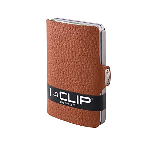 Porta Cartões I-CLIP 12 Cartões Camel (Material: Pele) I-CLIP - Carteiras e clips de dinheiro - 12 cartões, couro, castanho