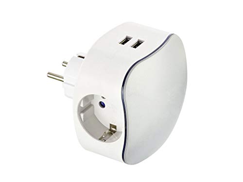 Adaptador Elétrico FLINE 3P SCHUKO/USB (Preto) Electrobilsa - Inversores de energia - usb, preto, schuko