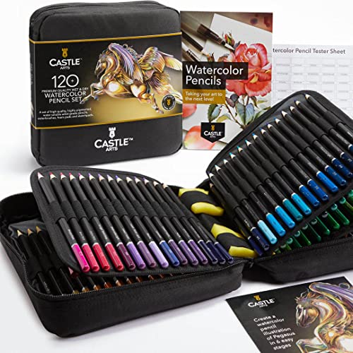 Lápis de Cor CASTLE ART SUPPLIES 120 Watercolor Pencils Castle Art Supplies - Lápis - 120 lápis, pontas resistentes, pigmentadas, livro instruções