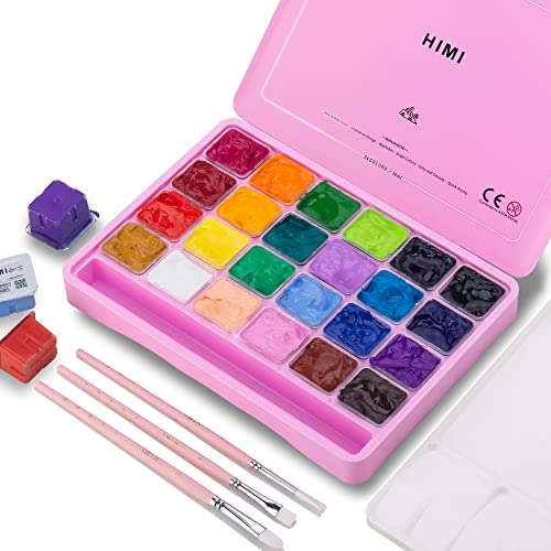 Conjunto de Pinturas ABEIER Gouache Rosa Abeier - Meios de pintura - 24 tintas, 3 pincéis, lavável, portátil