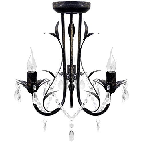 Candeeiro de Pé VIDAXL com 3 Candeeiros (Preto - E27 - 60 W) vidaXL - Luminárias Decorativas - pé, 3 candeeiros, e27, 60 W