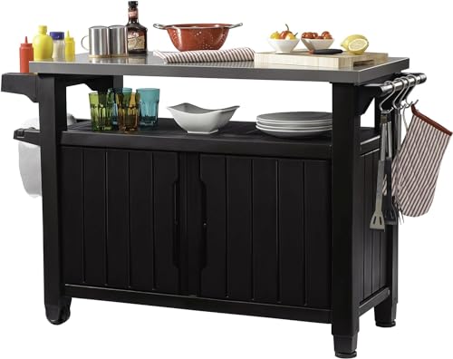 Móvel de Cozinha a Ar Livre KETER (Castanho - Aço - 60x40x87 cm) KETER - Mesas de exterior - ar livre, aço, castanho, 60x40x87 cm