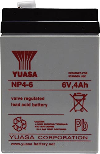 Bateria YUASA NP4-6 Chumbo-Acido Selado (VRLA) Yuasa - Baterias de uso geral - chumbo-ácido selado, 4000 mAh, 6 V, carregador de bateria