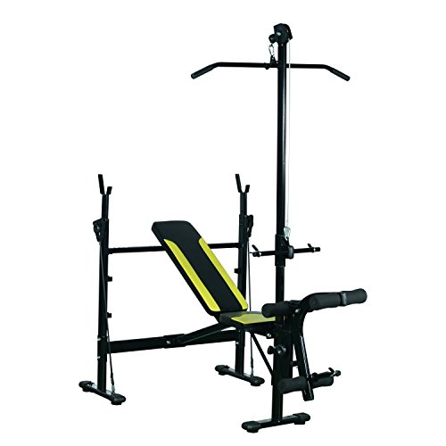 Banco de Musculação HOMCOM | 175 x 110 x 200 cm - Preto HOMCOM - Máquinas e suportes de levantamento de pesos - musculação, 175x110x200 cm, preto