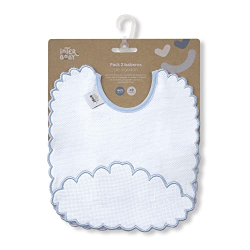 Fraldas para Bebé INTERBABY Pack 2 Baberos Nubecita Azul e Cinza (70 x 100 cm) Interbaby - Amamentação e alimentação - fraldas, bebé, interbaby, pack, nubecita