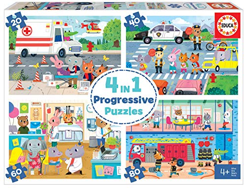Puzzle EDUCA BORRAS Heroes de Profesion (Idade Mínima: 4 Anos - Número Peças: 200) EDUCA - Quebra-cabeças - 4 anos, 200 peças, autocolantes, fácil